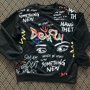 Black Graphic Men's Sweater